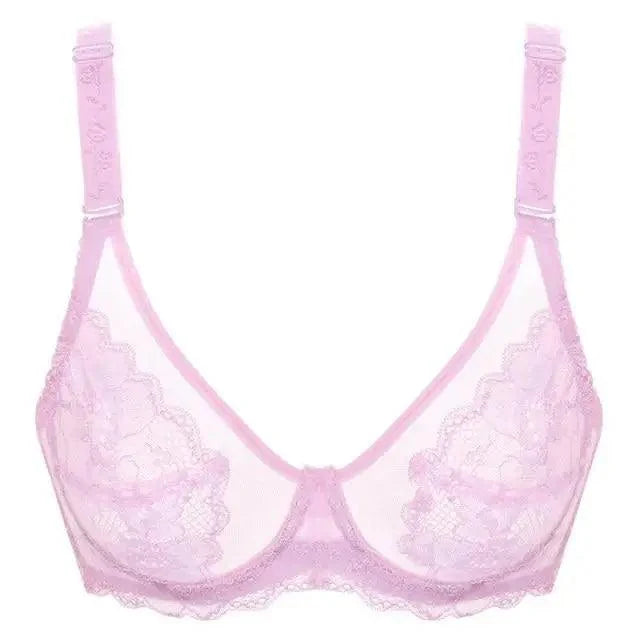 Elegance Transparent Bras For Women Ultra Thin Lace Bralette Underwire Push Up Plus Big Size Top Summer 34 36 38 40 ABCD Cup