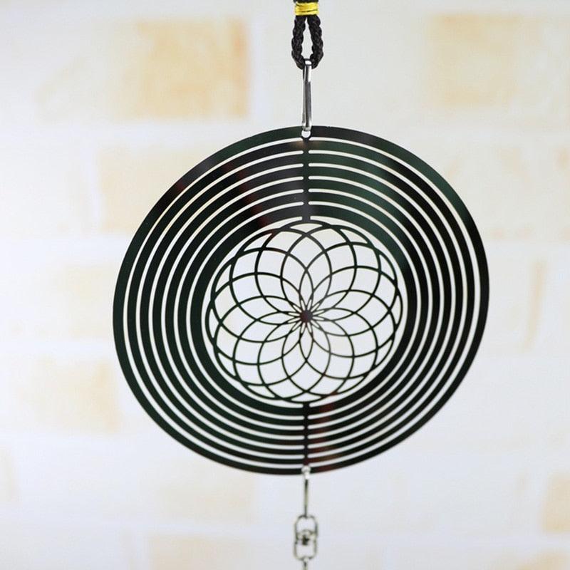 Elegant 3D Metal Hanging Wind Hanging Spinners Spiral Wind Chimes Wind Sculptures With Gazing Ball Spiral Tail Stainless Steel Spin Decor For Indoor Outdoor Spinner Wind Chime With Spiral Tail Ball Center Home Decor