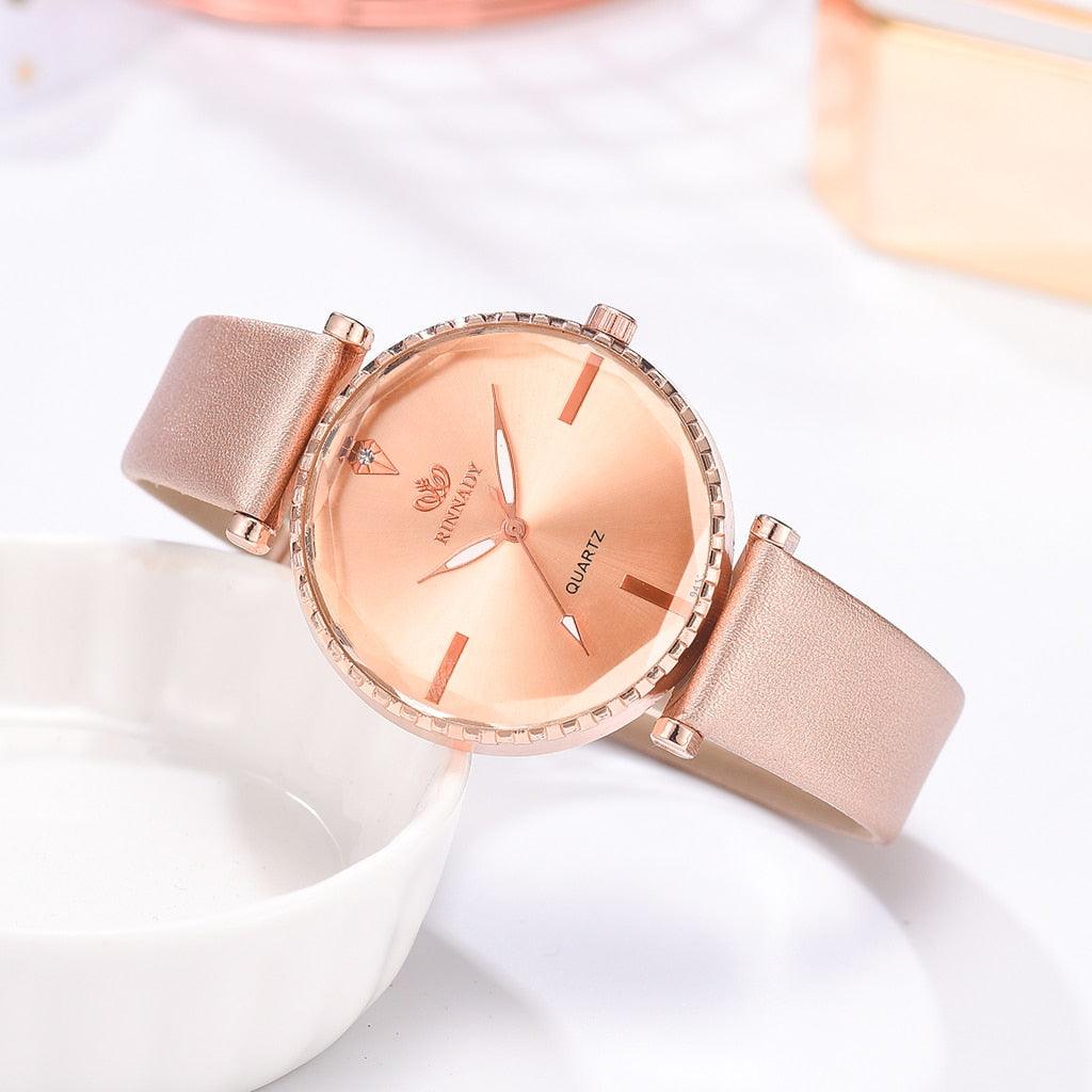 Elegant Style Fashion Womens Watch Luxury Leather Band Analog Quartz Wrist Watch Women Dress Leather Band Thin Minimalist Casual Simple Dress Analog Quartz Wristwatch