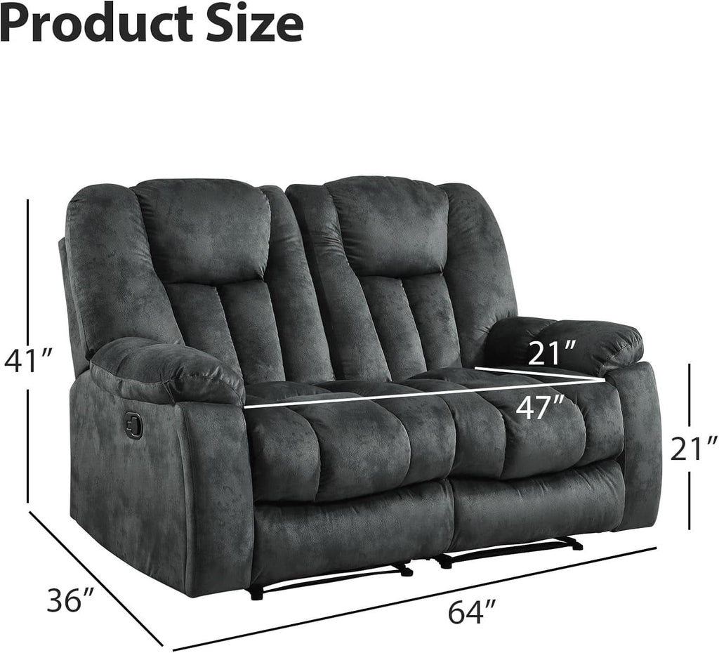 Extra Wide Loveseat Recliner Sofa with Cup Holders