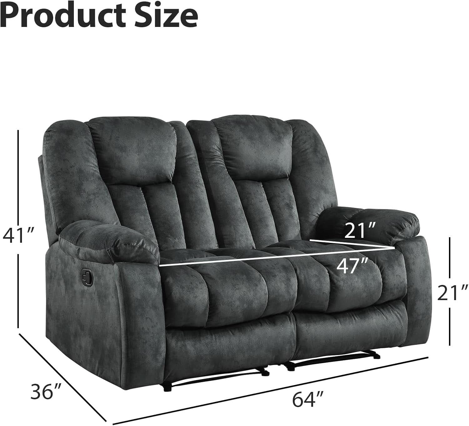 Extra Wide Loveseat Recliner Sofa with Cup Holders