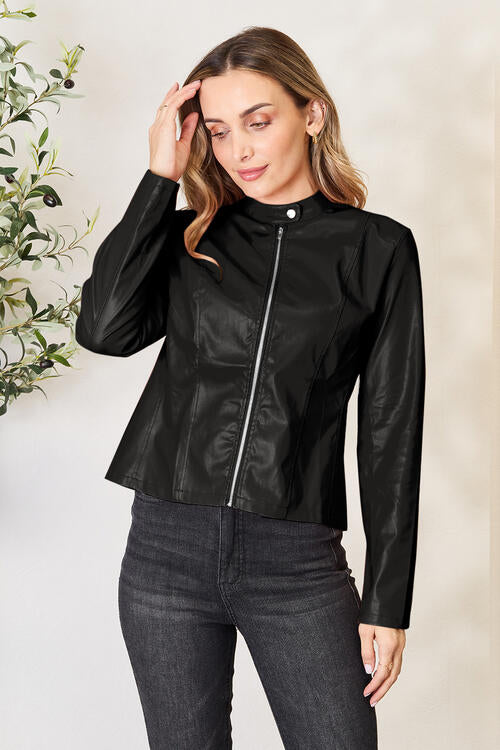 Women Classic Neck Zip-Up Jacket For Everyday Wear Elegant Girls Jacket by Stevvex