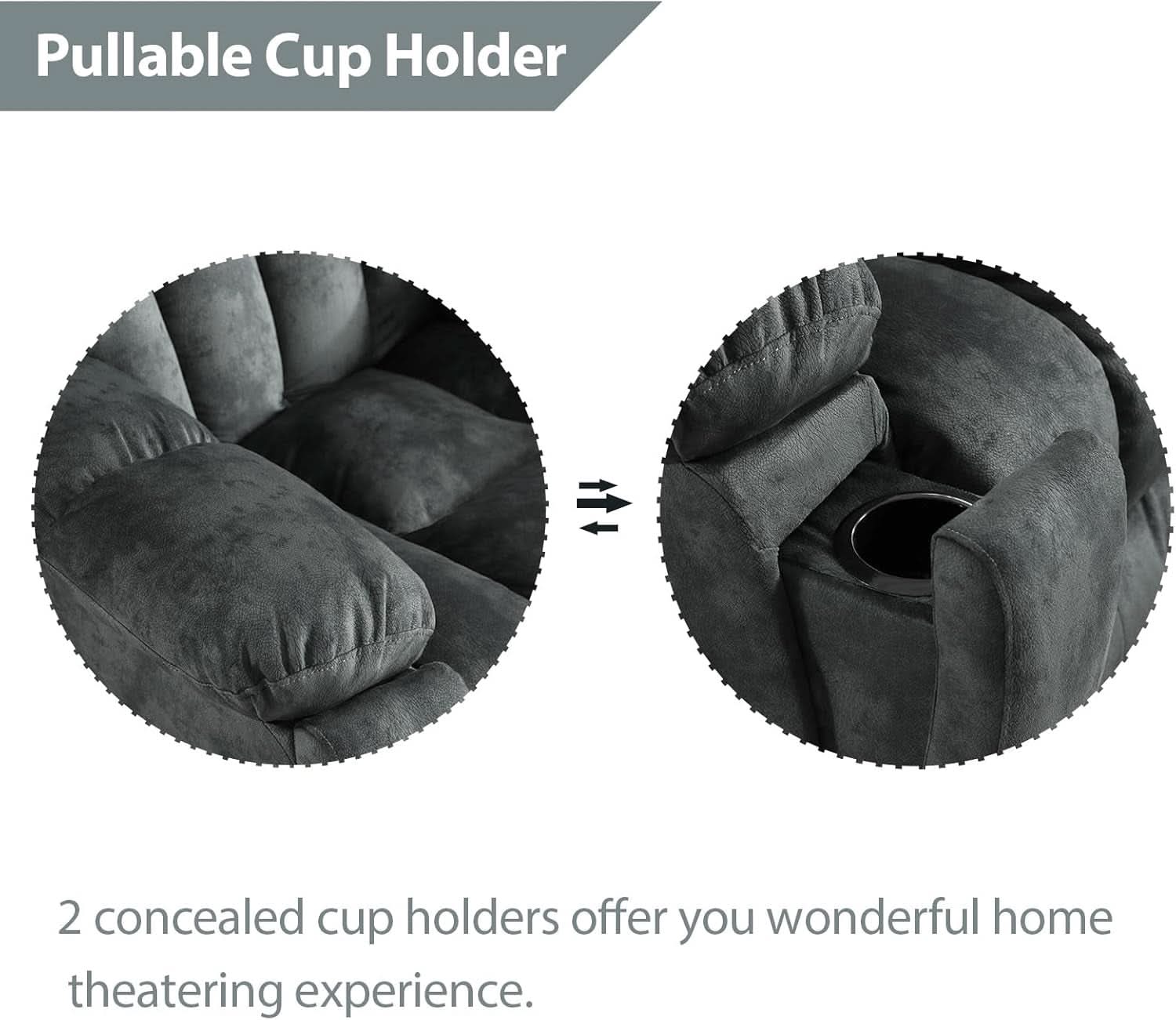 Extra Wide Loveseat Recliner Sofa with Cup Holders