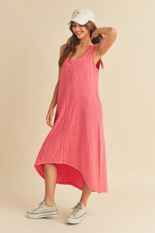 High-Low Hem Scoop Neck Midi Tank Dress For Women – Trendy, Versatile & Comfortable for Any Occasion by Stevvex