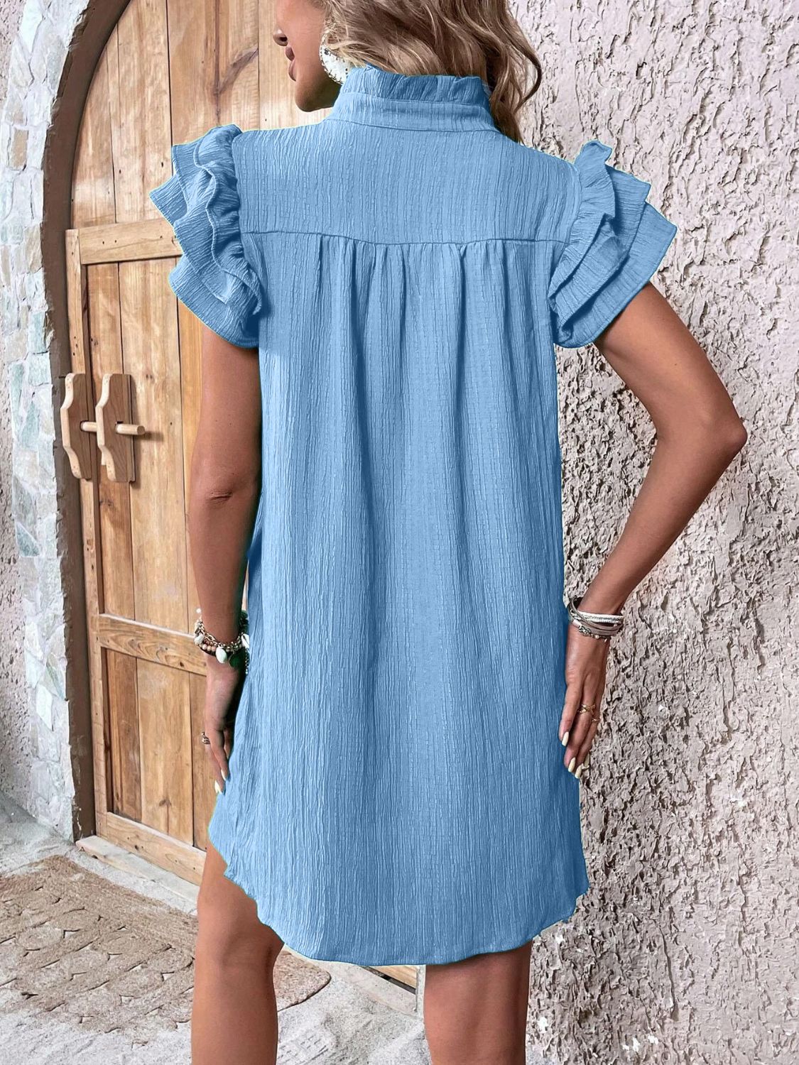 Elegant Ruffled Cap Sleeve Mini Dress Feminine & Flowy Summer Dress by Stevvex