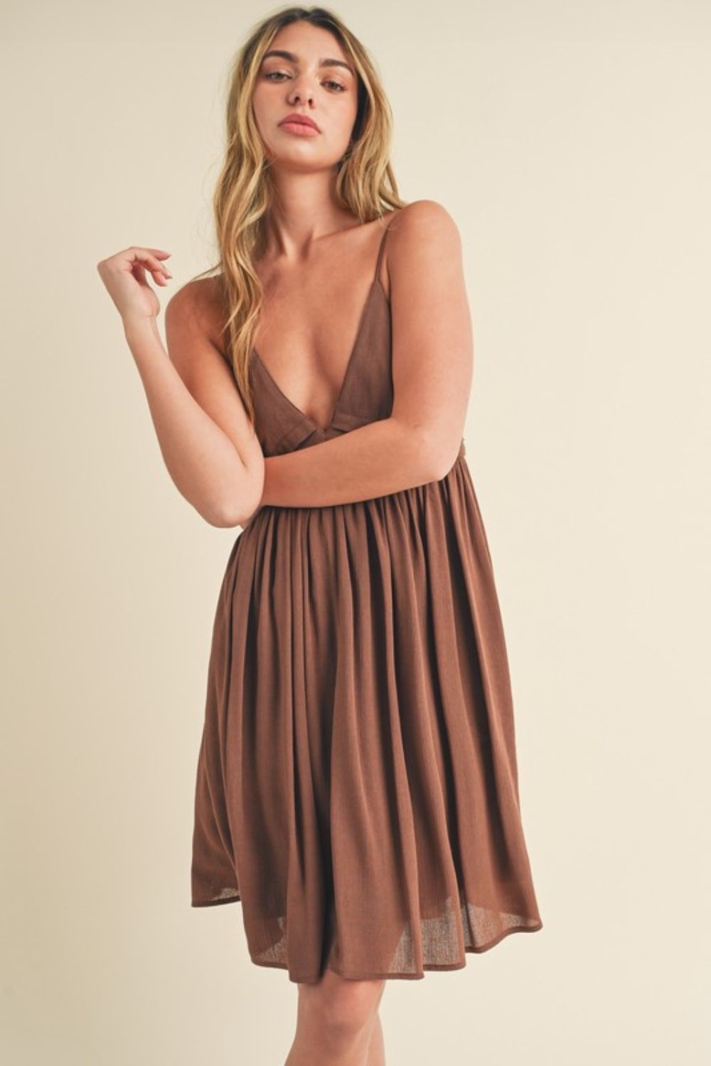 New Summer Ruched Plunge Mini Cami Dress For Women – Sexy, Comfortable, Flattering & Perfect for Special Occasions by Stevvex