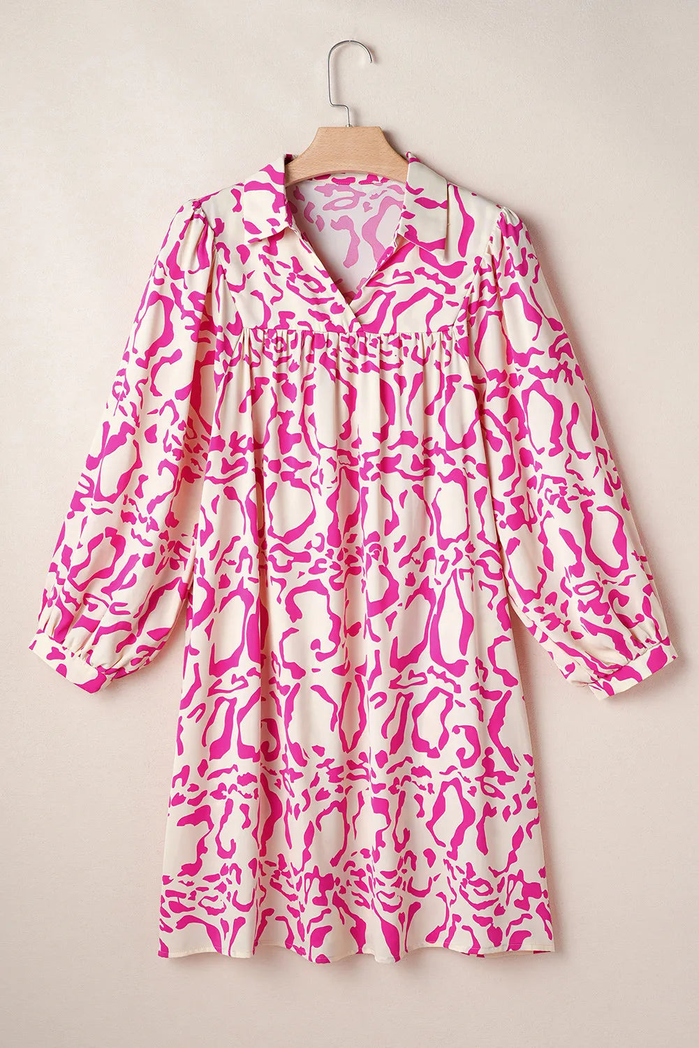 Beautiful Ivory Printed Long Sleeve Mini Dress Elegant & Chic Women's Fashion Dress by Stevvex