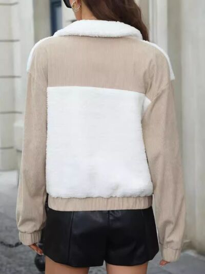 Modern White Contrast Zip-Up Long Sleeve Jacket Trendy & Lightweight Outerwear For Everyday Wear by Stevvex