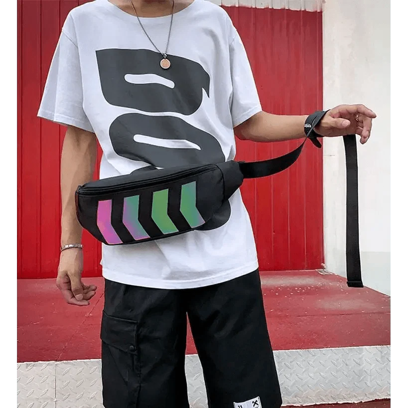 Fashionable Flash Reflective Chest Bag Iridescent Belt  Bum Bag For Travel Festival Sports Unisex Waist Bags
