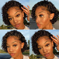 Fashionable Pixie Cut Wig Short Curly Human Hair Wigs Human Hair Wig 13X1 Lace Wig For Women Human Hair Pre Plucked For Black Women Gifts for Girlfriends