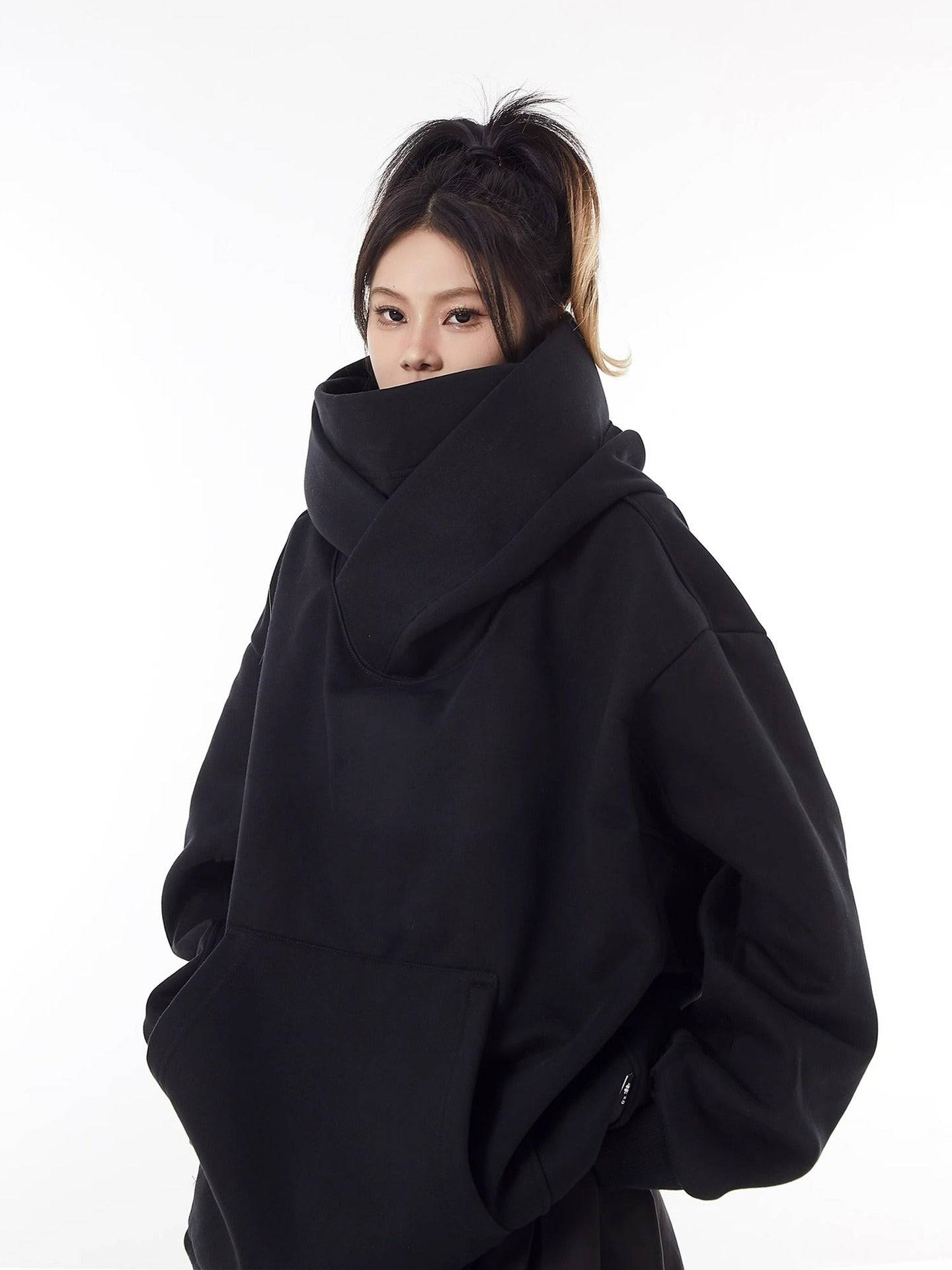 Loose High Collar Fleece Lined Hoodie - Lifestyle Haven