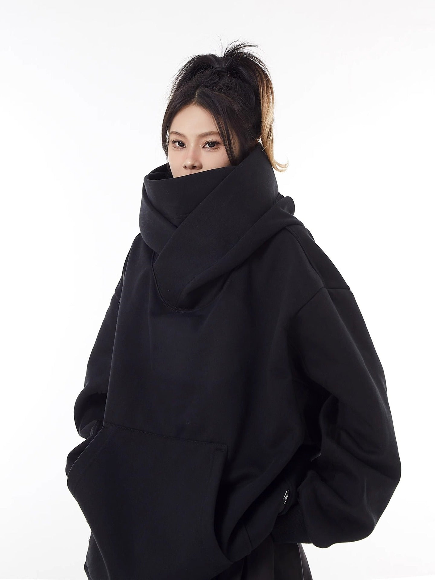 Loose High Collar Fleece Lined Hoodie - Lifestyle Haven