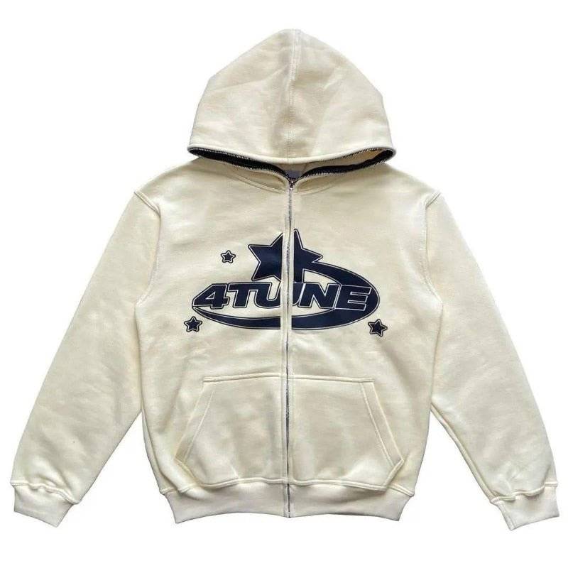 Star Printed Zip Up Hoodies - Lifestyle Haven