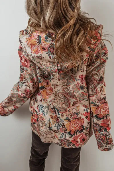 Vintage Autumn Printed Long Sleeve Hooded Jacket Lightweight & Stylish Casual Outerwear by Stevvex