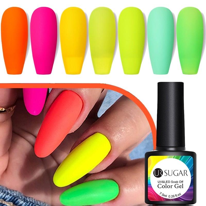 Fluorescent Gel Nail Polish Yellow Green High Quality Colors UV Strong Matte Effect Luxury Design For Girls and Women