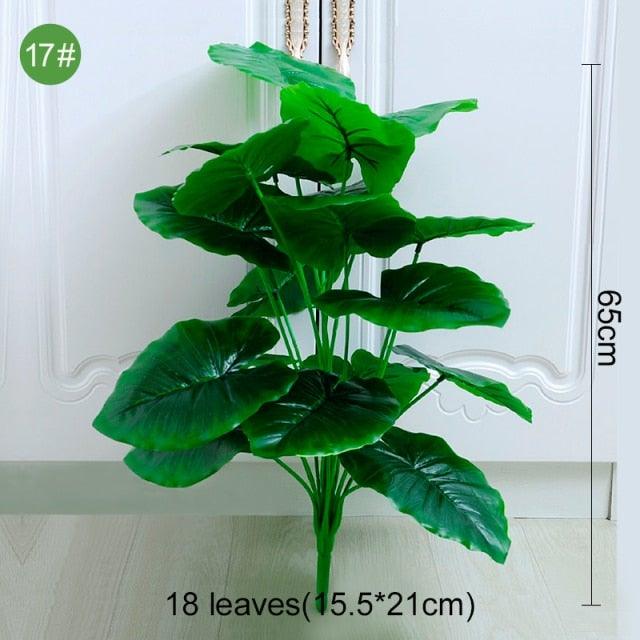 Green Artificial Palm Leaves Plastic Tropical Tree Fake  Indoor Outdoor Garden Home Outdoor Decorations