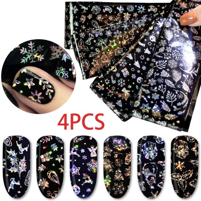 Hollow Nail Sticker Stylish Self-adhesive Manicure Sticker Nail Art Accessory 3D Christmas Nail Art Decoration Stickers Decoration New Gold Nail Transfer Foils for Nail Arts Nails Supply Holographic Effect Nail Art Foil Stickers Holographic Nail Art