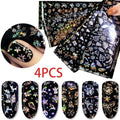 Hollow Nail Sticker Stylish Self-adhesive Manicure Sticker Nail Art Accessory 3D Christmas Nail Art Decoration Stickers Decoration New Gold Nail Transfer Foils for Nail Arts Nails Supply Holographic Effect Nail Art Foil Stickers Holographic Nail Art