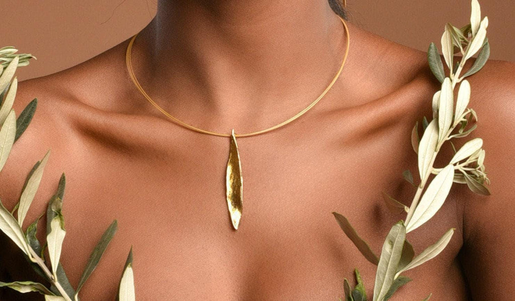 Gold Olive Leaf Necklace, 14K Gold Plated Sterling Silver Jewelry, Handmade Jewelry Gift for Women, Pendant Birthday Gift for Her