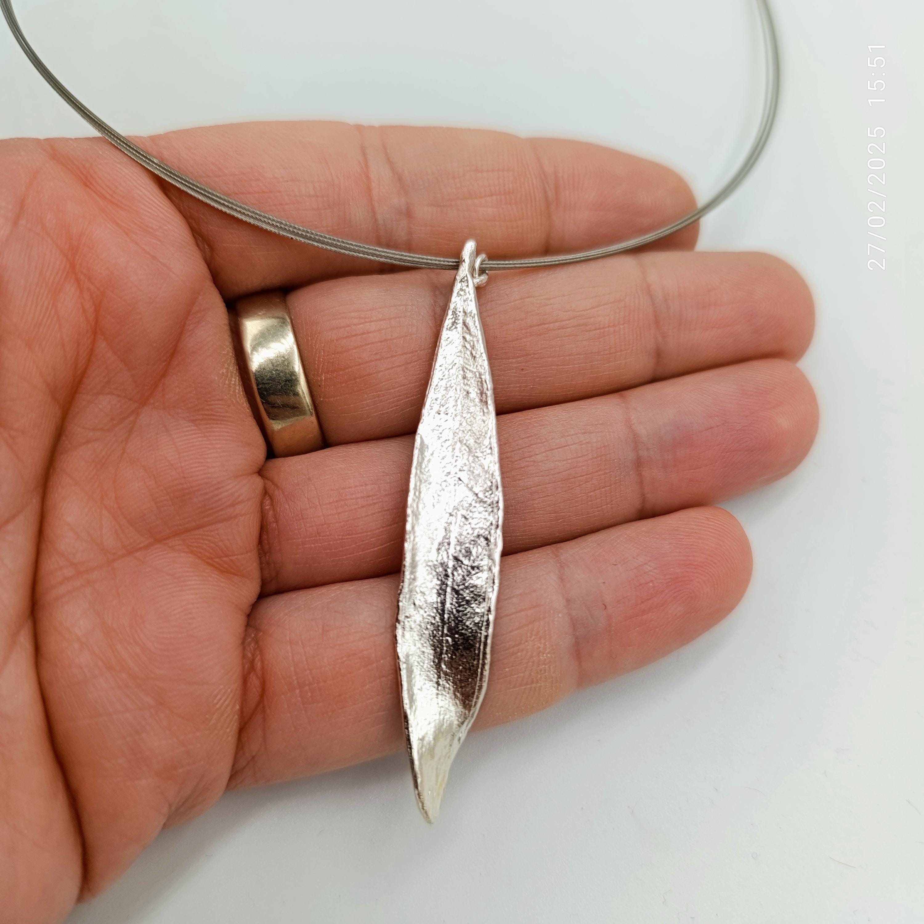 Gold Olive Leaf Necklace, 14K Gold Plated Sterling Silver Jewelry, Handmade Jewelry Gift for Women, Pendant Birthday Gift for Her