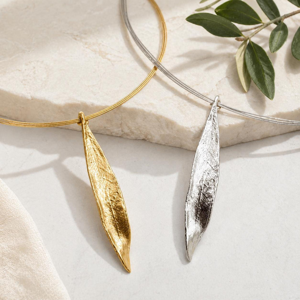 Gold Olive Leaf Necklace, 14K Gold Plated Sterling Silver Jewelry, Handmade Jewelry Gift for Women, Pendant Birthday Gift for Her