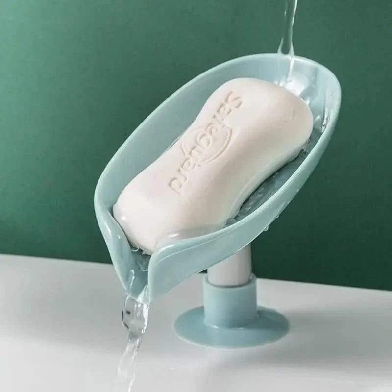 Leaf Shaped Soap Dish Holder Suction Cup Soap Dish For Bathroom Shower Soap Box Sponge Soap Holder Storage Tray Soap container Soap Dish Holder Lotus Leaf Shape With Suction Cup Drain Detachable Soap Box Not Punched Toilet Bath Drain Shelf Storage
