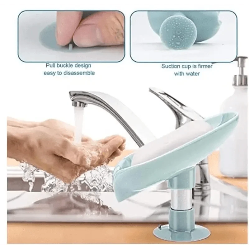 Leaf Shaped Soap Dish Holder Suction Cup Soap Dish For Bathroom Shower Soap Box Sponge Soap Holder Storage Tray Soap container Soap Dish Holder Lotus Leaf Shape With Suction Cup Drain Detachable Soap Box Not Punched Toilet Bath Drain Shelf Storage