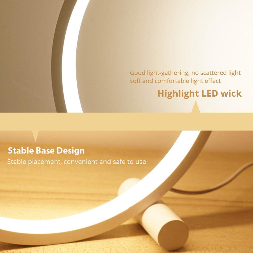 LED Table Lamp Bedroom Bedside Lamp Round Acrylic Living Room Lamp Reading Lamp Black/white Touch Control Dimmable Night Light Decorative Table Lamp Cute Study Lamps for Bedroom Décor