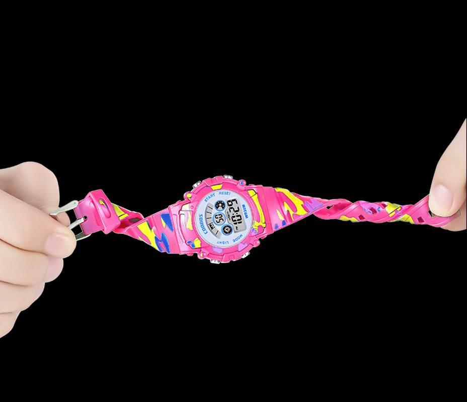 Luminous Camouflage Kids Watches LED Colorful Flash Digital Waterproof Alarm Date Week Digital Sport Watch For Boys Girls Kid Waterproof Electronic Multi Function Casual Outdoor Watches