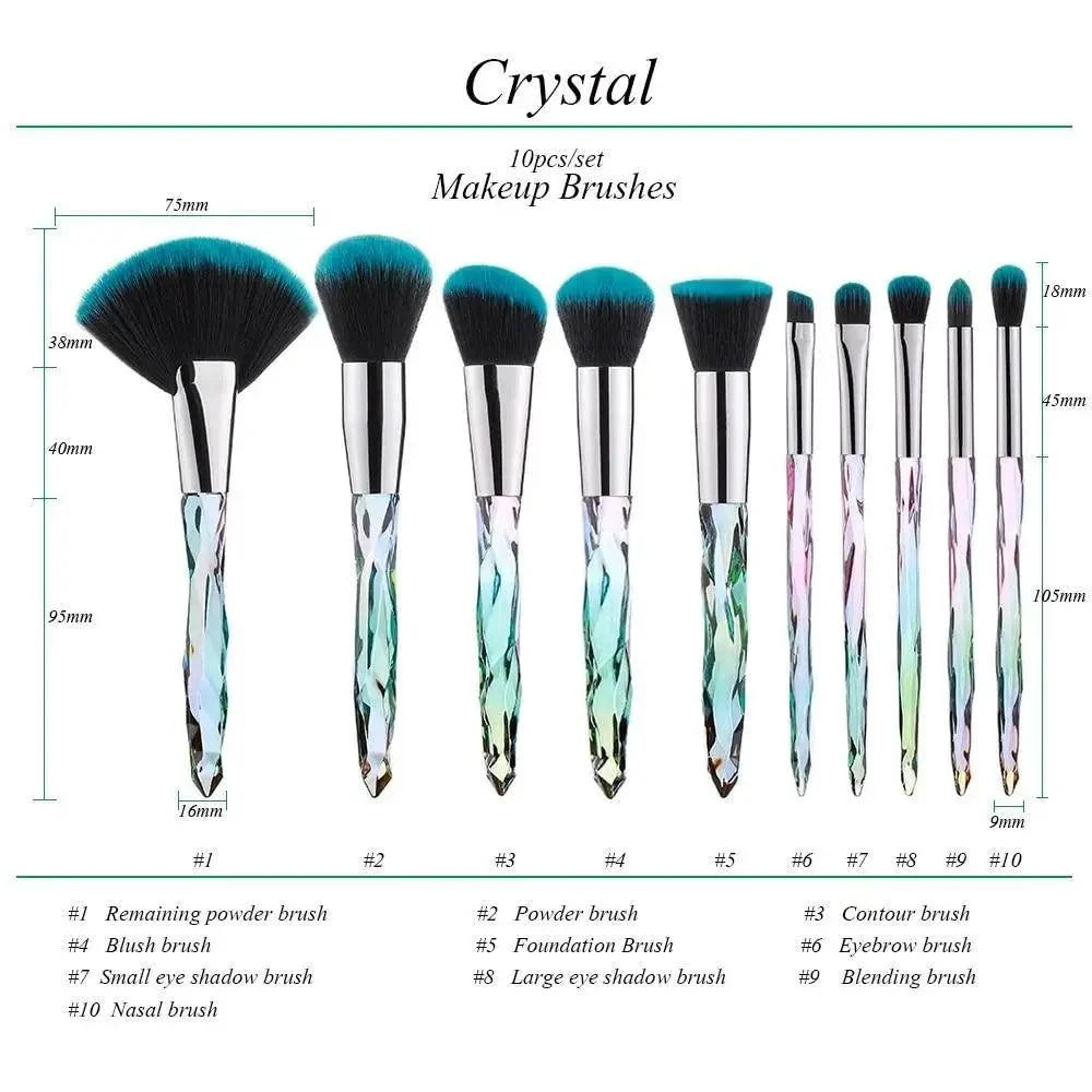 Luxury Cosmic Color New Luxury Crystal Makeup Brushes Powder Foundation Eyeshadow Eyebrow Cosmetics for Face Fan Make Up Brush Set