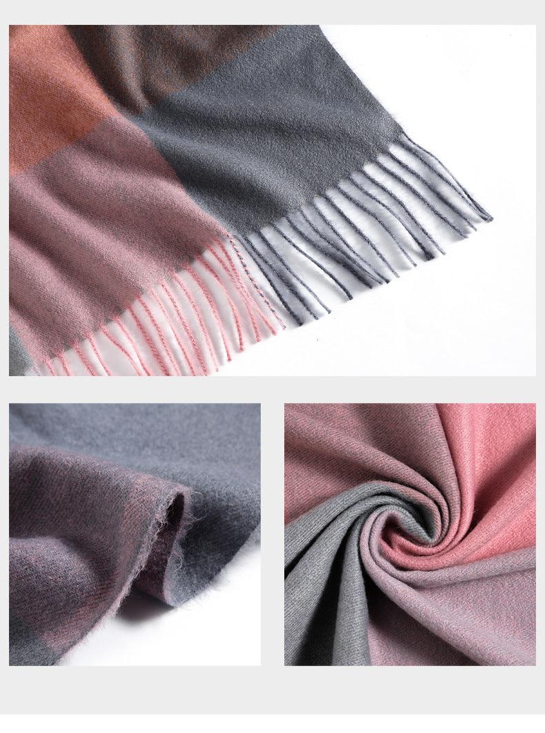 Luxury Fashion Autumn Winter Soft Warm Scarf Plaid Colorful Hijabs Cashmere Scarves Warm Soft Bandana Women's Lightweight Scarves Elegant Echarpe  Escharpe Soft Wool Elegant Tassel For Women