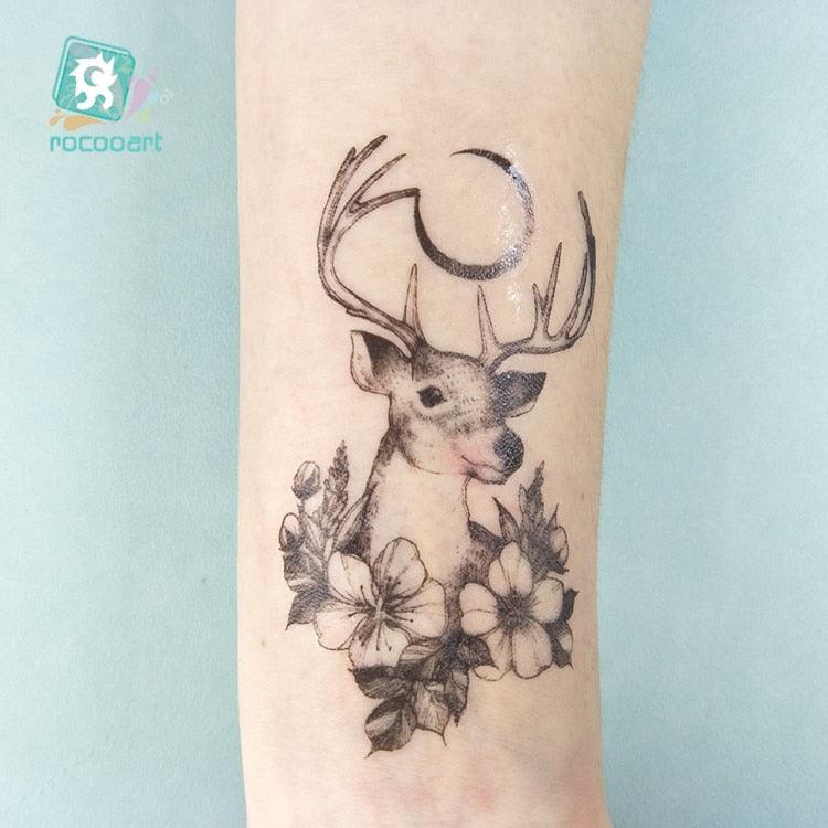 Luxury Head Deer Waterproof Temporary Stickers Tattoo Modern Colorful Tatoo For Women Men