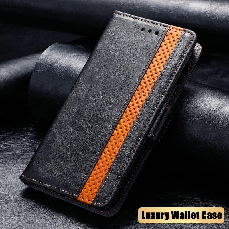 Luxury Leather Case For iPhone 13 11 12 14 Pro Max Mini Wallet Pocket Flip Case Cover Vintage Luxury Genuine Leather Fashion Business Classic Flip Case For Men