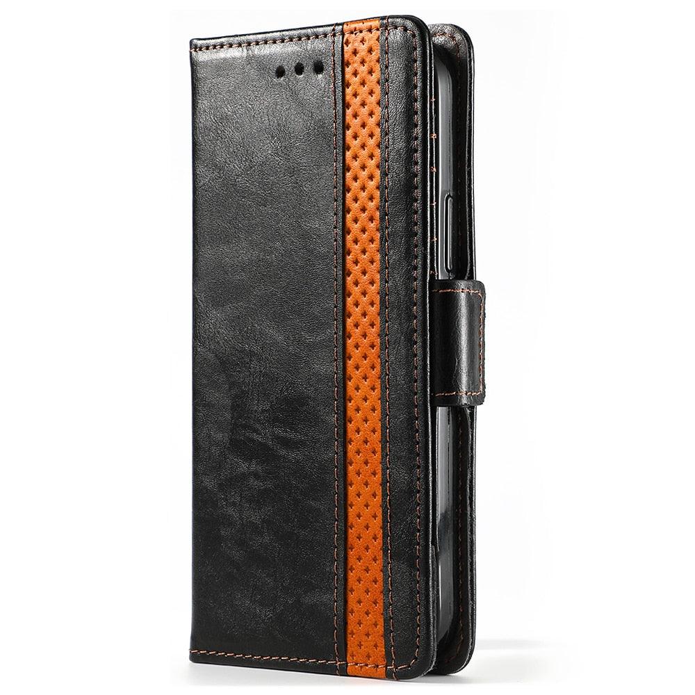 Luxury Leather Case For iPhone 13 11 12 14 Pro Max Mini Wallet Pocket Flip Case Cover Vintage Luxury Genuine Leather Fashion Business Classic Flip Case For Men