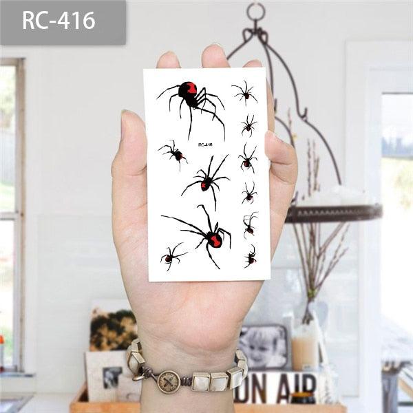 Luxury Men Women 3D Tattoo Waterproof Spider Sticker Realistic Design For Party Halloween