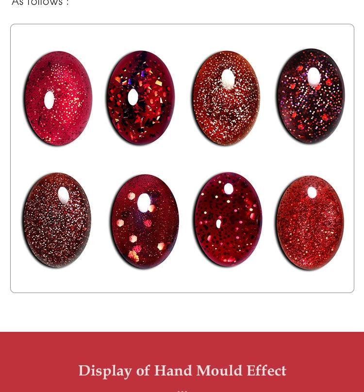 Luxury Modern Women Red 7ml UV Gel Nail Polish Set 8 Luxury Colors Elegant Manicure Nail Salon Stylish Design For Girls and Ladies