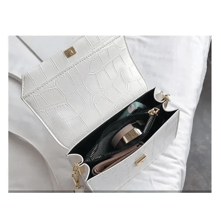 Luxury Snow White Crossbody Bags For Women And Girls Small PU Leather Handbag - Ladies Designer Evening Bags