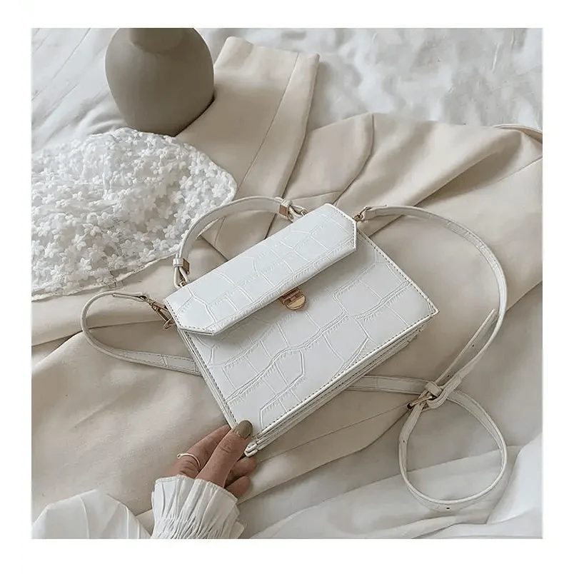 Luxury Snow White Crossbody Bags For Women And Girls Small PU Leather Handbag - Ladies Designer Evening Bags