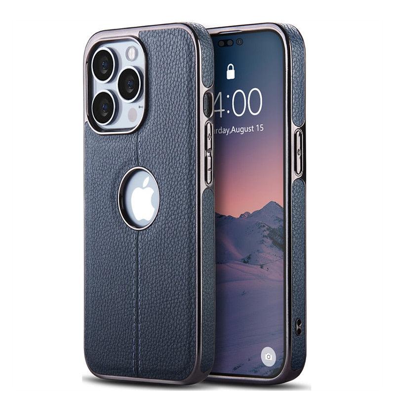 Luxury Texture Leather Case for iPhone 14 Pro MAX Plus Case With Hole Silicone Full Protection Back Cover Thin Flexible Soft Grip Luxury PU Leather Cover  Durable Anti-Scratch Full Phone Cases