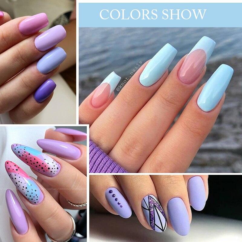 Matte Pink Blue Gel Nail Polish Semi Permanent LED Nail Art Design Elegant Warm Colors For Womens