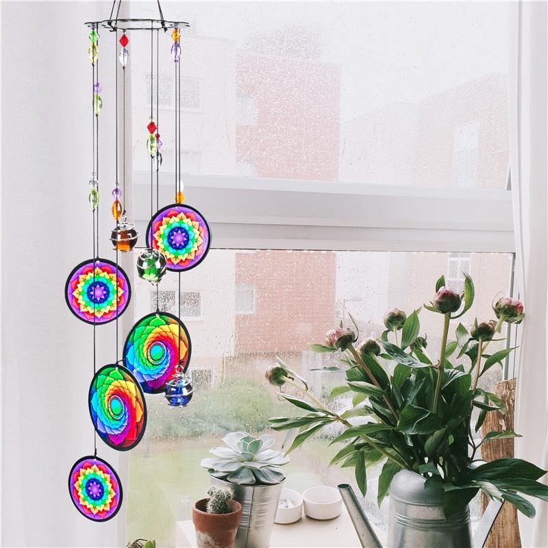 Memorial Wind Chimes Rainbow Maker Window Hanging Sun Catcher Wind Chimes Decoration For Patio Balcony Garden Wall Hanging Ornament Decor