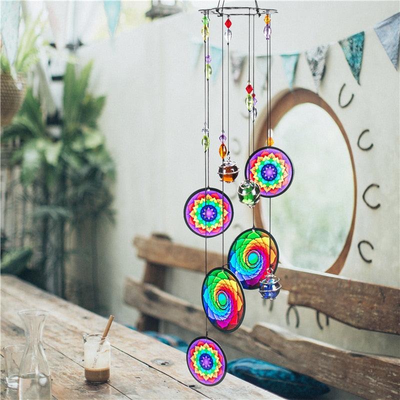 Memorial Wind Chimes Rainbow Maker Window Hanging Sun Catcher Wind Chimes Decoration For Patio Balcony Garden Wall Hanging Ornament Decor