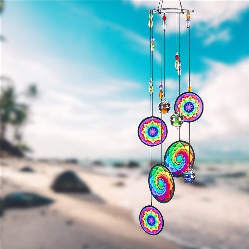 Memorial Wind Chimes Rainbow Maker Window Hanging Sun Catcher Wind Chimes Decoration For Patio Balcony Garden Wall Hanging Ornament Decor