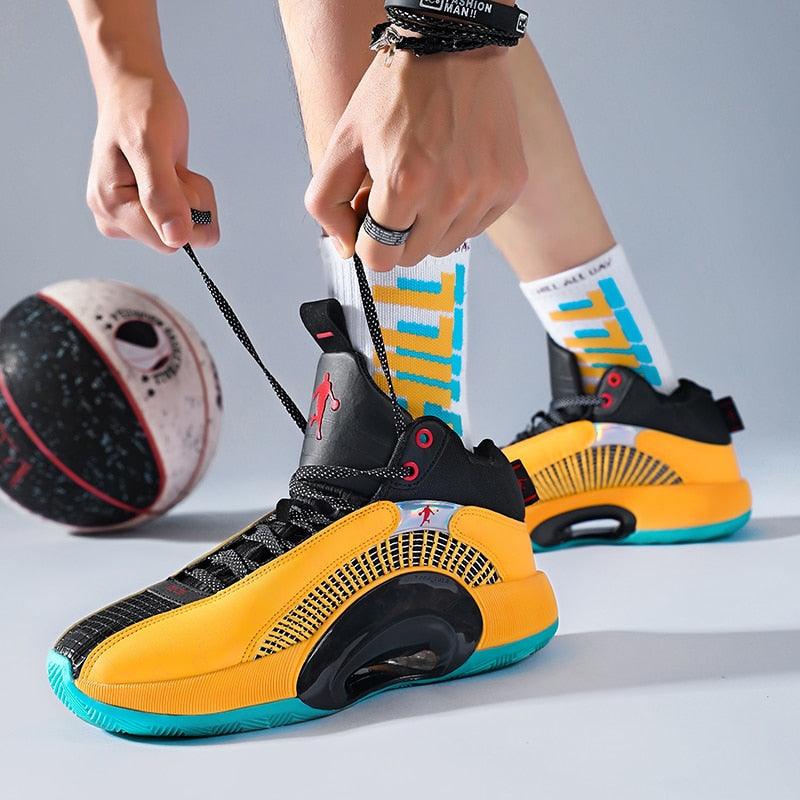 Men's Casual Breathable Comfortable Cushioned Soft Professional Sports Basketball Shoes Outdoor Street Sports Shoes Lightning Professional Anti Slip Sports Shoes For Running Walking