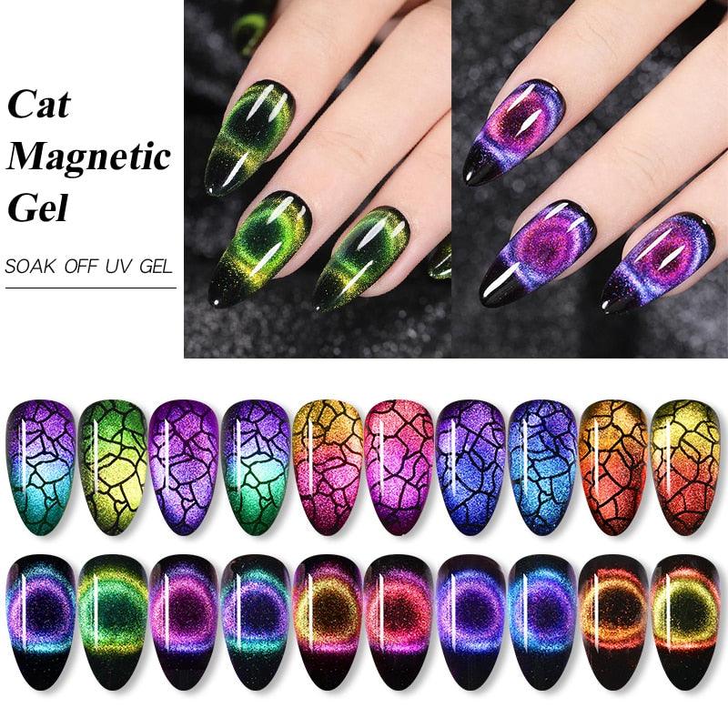 Modern Styllish Elegant 9D Cat Magnetic Nail Gel Polish UV LED  Permanent Elegant Colorful Charming Effect For Womens