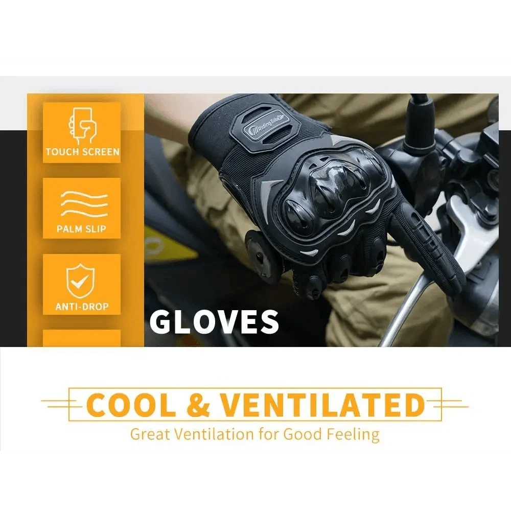Motorcycle Breathable Glove Strong PVC Touch Screen Full Finger Motorbike Racing Riding Bicycle Summer Gloves