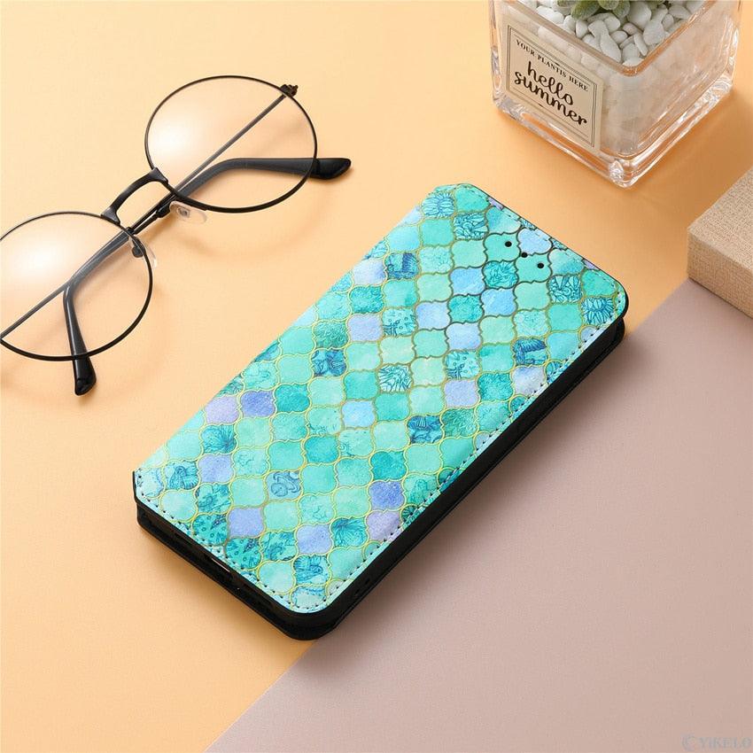 Multicolored Phone Case For iPhone 13 12 11 Pro Mini Cover Wallet Card Slot Flip Magnetic Leather PU Leather Flip Wallet Cover with Card Slots Case Cover