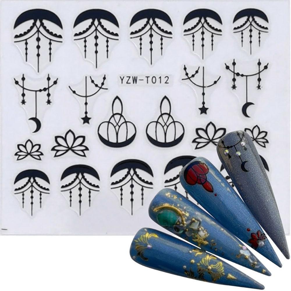 Nail Stickers for Manicure Nail Sticker Sliders For Nails Decal Self-adhesive Nails Figures Transfer Black Accessories Sliders Manicure Decoration 3D Nail Supplies Holographic Decals Transfer Sliders Nail Design Manicures Nail Self-Adhesive Sticker