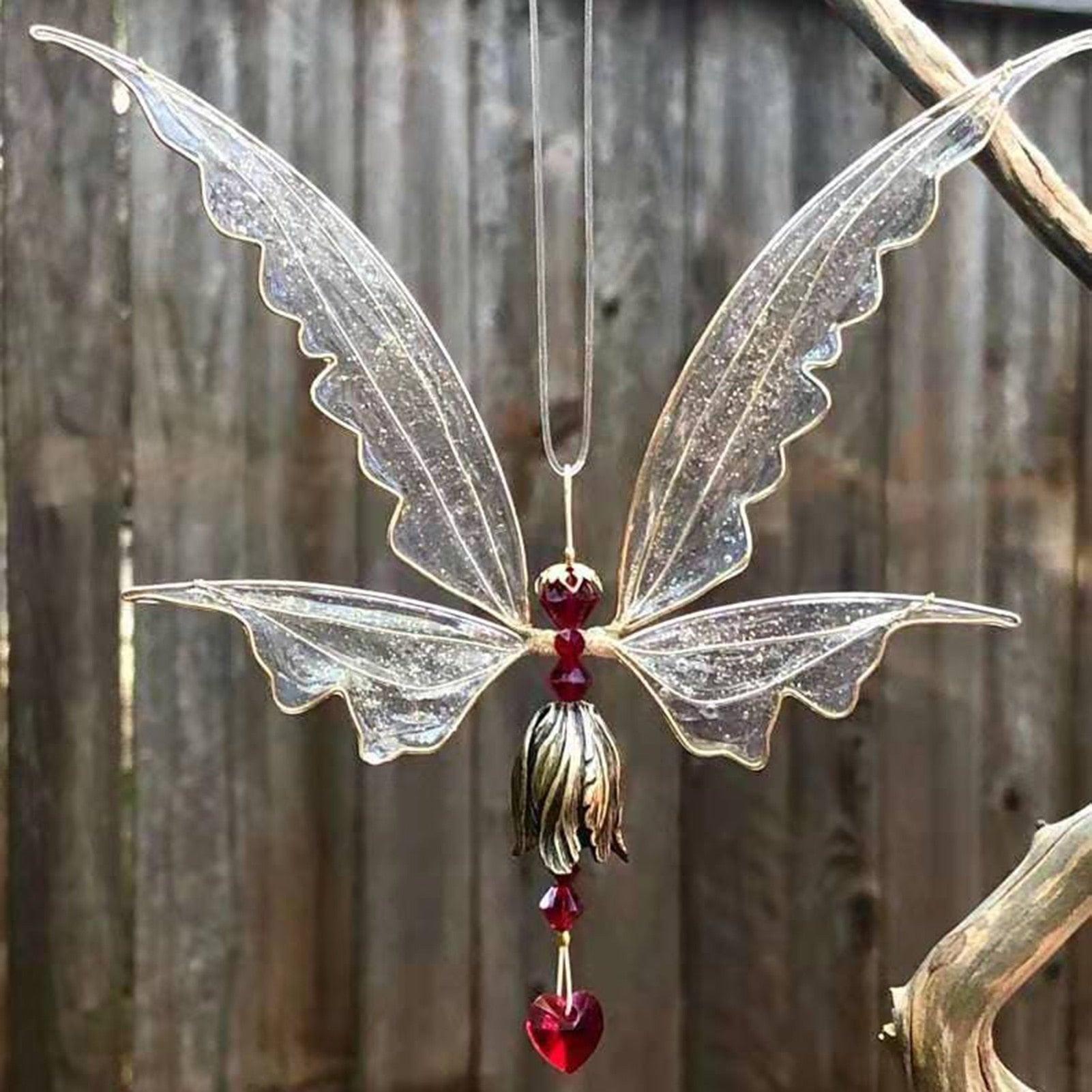 New Crystal Guardian Angel Wing Sun Catcher Angel Crystal Prism Pendant Sun Catcher Windows Outdoor Garden Hanging Decor Gifts Rainbow Collection With Crystal Wind Chimes For Home Garden Hanging Decoration