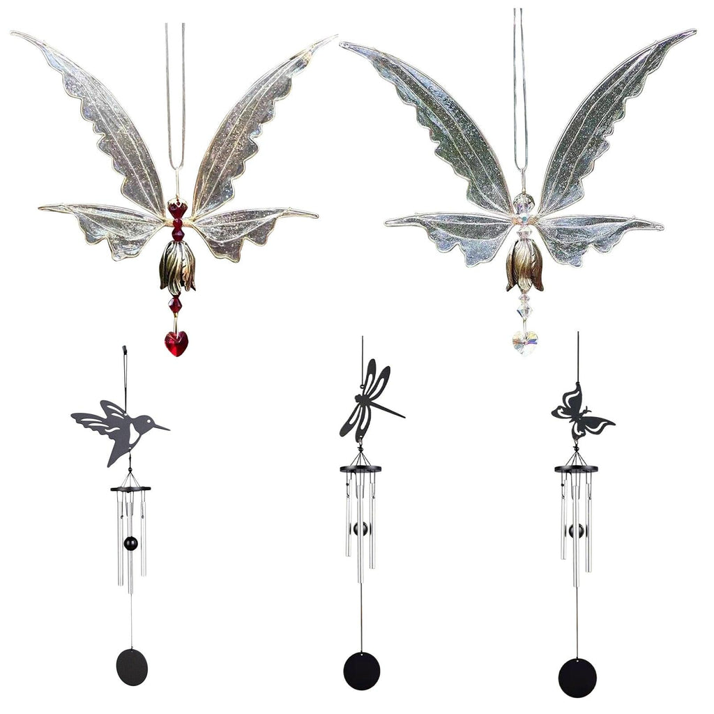 New Crystal Guardian Angel Wing  Sun-catcher Car Charm For Rear View Mirror Clear Window Rainbow Maker Collection With Crystal Wind Chimes For Home Garden Hanging Decoration Photography Prop